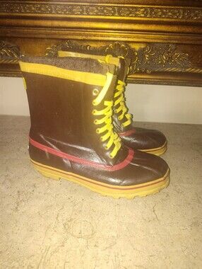 Rod &Gun Men's Brown Waterproof Lace-Up Insulated Winter Boots with Yellow Trim